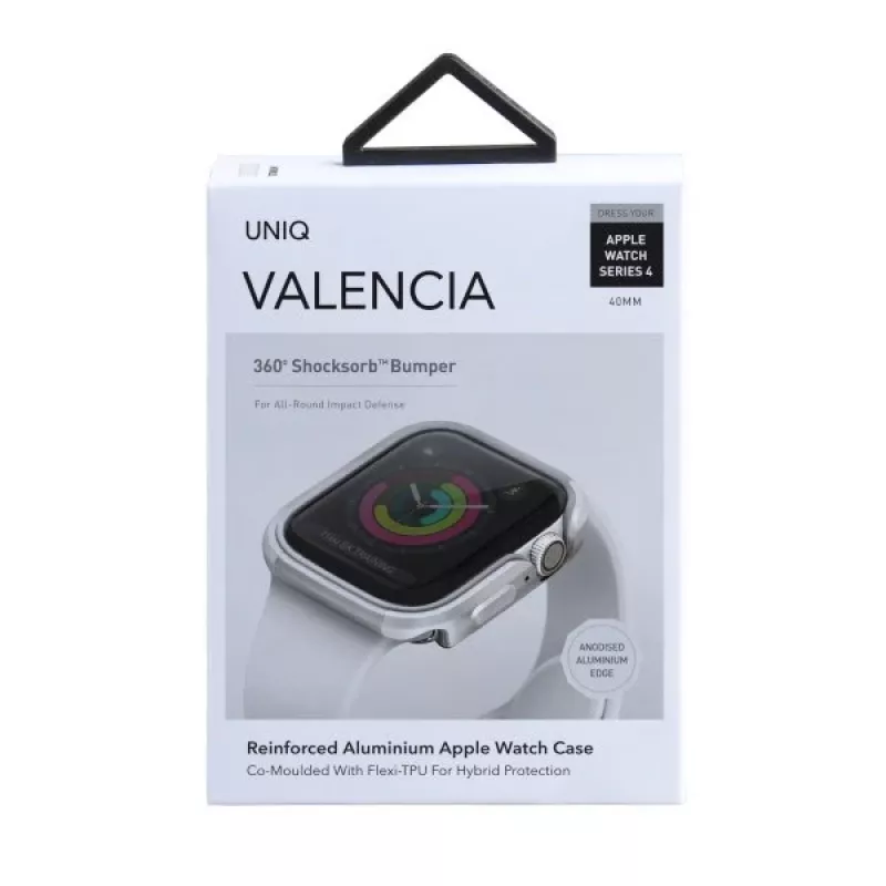UNIQ Valencia puzdro pre Apple Watch Series 4/5/6/SE/SE3 40 mm - Titanium Silver
