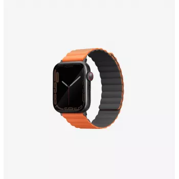 UNIQ Revix obojstranný magnetický remienok pre Apple Watch Series 1/2/3/4/5/6/7/8/9/SE/SE2/SE3/Ultra/Ultra 2/Ultra 3 42/44/45/49 mm - sivá/oranžová