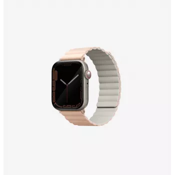 UNIQ Revix obojstranný magnetický remienok pre Apple Watch Series 1/2/3/4/5/6/7/8/9/SE/SE2/SE3/Ultra/Ultra 2/Ultra 3 42/44/45/49 mm, Pink-Beige