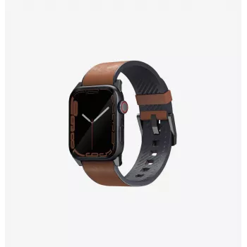 UNIQ Straden kožený hybridný remienok pre Apple Watch Series 1/2/3/4/5/6/7/8/9/10/11/SE/SE2/SE3/Ultra/Ultra 2/Ultra 3 42/44/45/49mm - sivý