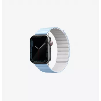 UNIQ Revix obojstranný magnetický remienok pre Apple Watch Series 1/2/3/4/5/6/7/8/9/SE/SE2/SE3/Ultra/Ultra 2/Ultra 3 42/44/45/49 mm bielo-modrý