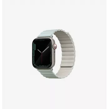 UNIQ Revix obojstranný magnetický remienok na hodinky pre Apple Watch Series 1/2/3/4/5/6/7/8/9/SE/SE2/SE3 38/40/41 mm - salviová zelená/béžová