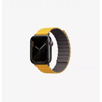 UNIQ Revix obojstranný magnetický remienok pre Apple Watch Series 1/2/3/4/5/6/7/8/9/SE/SE2/SE3/Ultra/Ultra 2/Ultra 3 42/44/45/49 mm - Mustard/Khaki