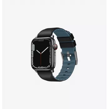 UNIQ Linus remienok na Apple Watch Series 1/2/3/4/5/6/7/8/9/SE/SE2/SE3 38/40/41 mm Airosoft silikónový Mitternachtsschwarz