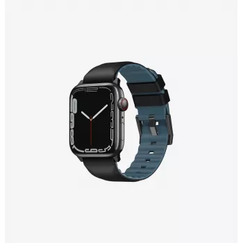 UNIQ Linus remienok na Apple Watch Series 1/2/3/4/5/6/7/8/9/SE/SE2/SE3/Ultra/Ultra 2/Ultra 3 42/44/45/49 mm Airosoft silikónový Mitternachtsschwarz