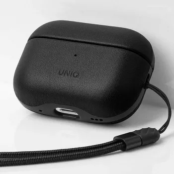 UNIQ Terra puzdro pre AirPods Pro 2. Gen (2022/2023) - pravá koža, Dallas Black