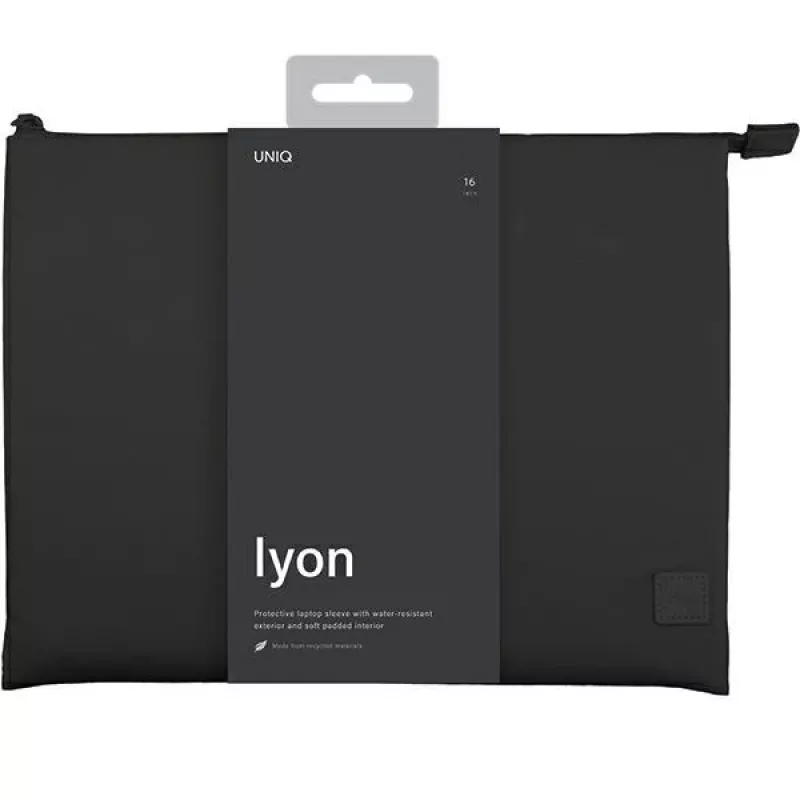 UNIQ Lyon puzdro na notebook 16 palcov Midnight Black vodoodpudivý RPET