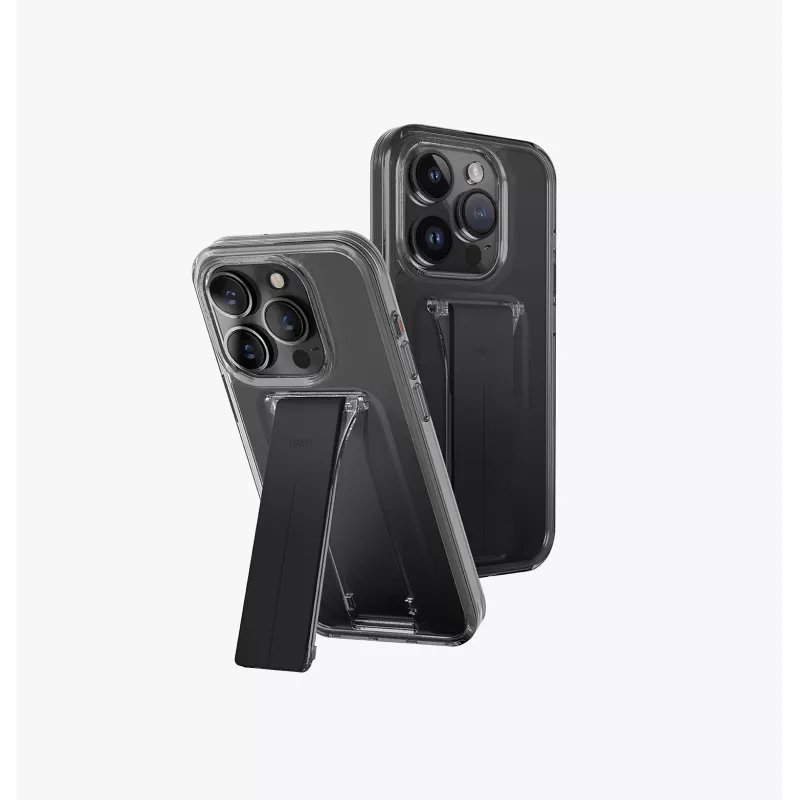 UNIQ Heldro Mount with Stand puzdro pre iPhone 15 Pro 6,1 palca Lucent Clear
