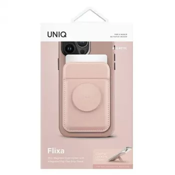 UNIQ Flixa magnetická peňaženka na karty so stojanom Blush Pink MagSafe