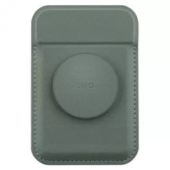 UNIQ Flixa magnetická peňaženka na karty so stojanom Lichen Green MagSafe