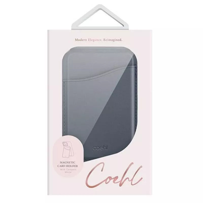 UNIQ Coehl Esme magnetická peňaženka so zrkadlom a stojanom pre Apple iPhone 15 Pro Max, Sapphire Blue
