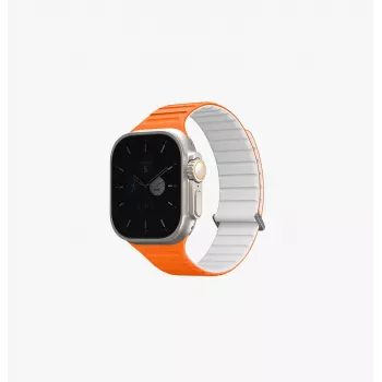 UNIQ Revix Evo obojstranný magnetický silikónový remienok pre Apple Watch Series 1/2/3/4/5/6/7/8/9/SE/SE2/SE3/Ultra/Ultra2/Ultra3 42/44/45/49mm Viridian Green / Burnt Yellow