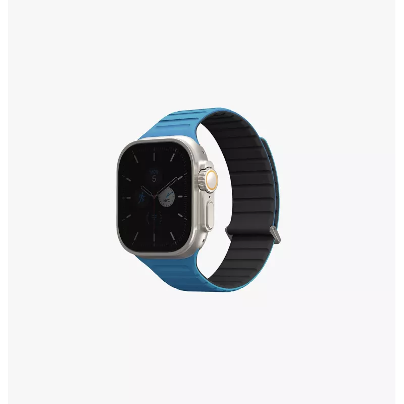 UNIQ Revix Evo obojstranný magnetický silikónový remienok pre Apple Watch Series 1/2/3/4/5/6/7/8/9/SE/SE2/SE3/Ultra/Ultra2/Ultra3 42/44/45/49mm Viridian Green / Burnt Yellow