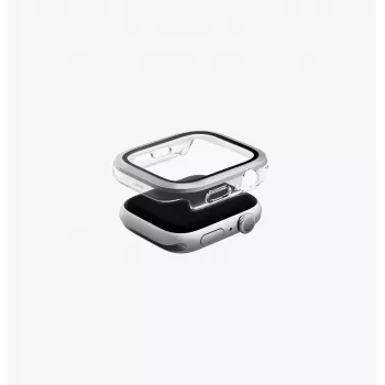 UNIQ Voute ochranné puzdro pre Apple Watch Series 10 / 11 42mm s tvrdeným sklom ako ochranou displeja - strieborná