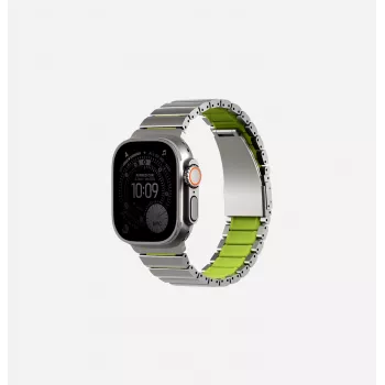 UNIQ Strova Flex remienok pre Apple Watch 44/45/46/49mm Series 1/2/3/4/5/6/7/8/9/10/11/SE/SE2/SE3/Ultra/Ultra 2/Ultra 3 Silver-Lime