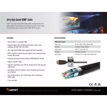 Gefen GEF-CAB-HS-HDMI-2M HDMI 2.1 kábel 2m čierny 48Gbit/s 3D
