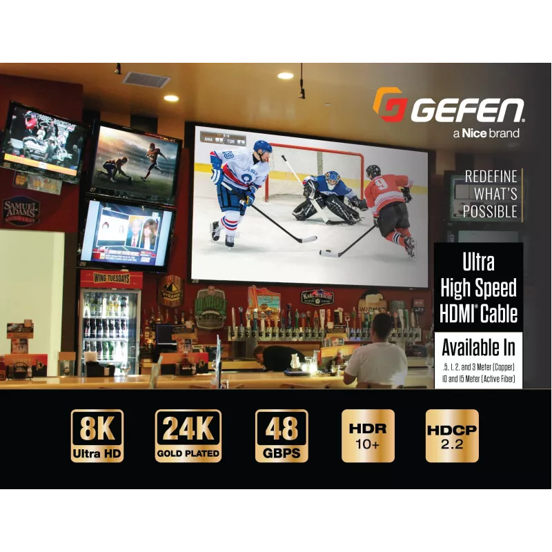 Gefen GEF-CAB-HS-HDMI-2M HDMI 2.1 kábel 2m čierny 48Gbit/s 3D