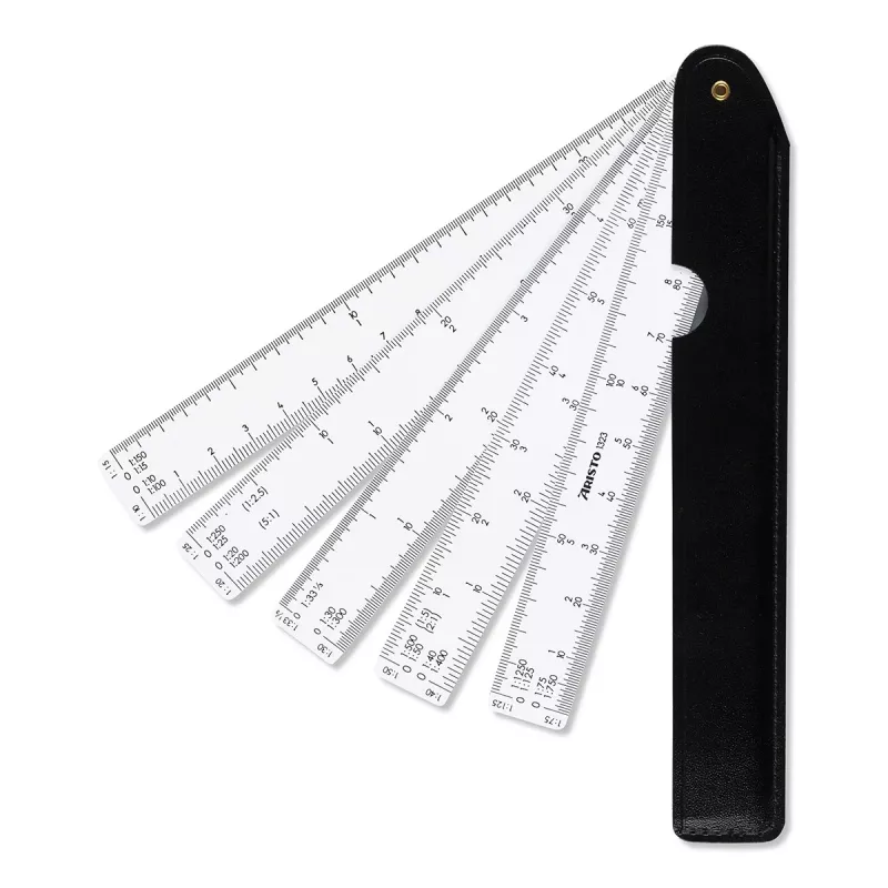 Aristo 5-Fold Scale Ruler 1:1/10/15/20/25/30/33.33/40/50/75/125 300 mm biely