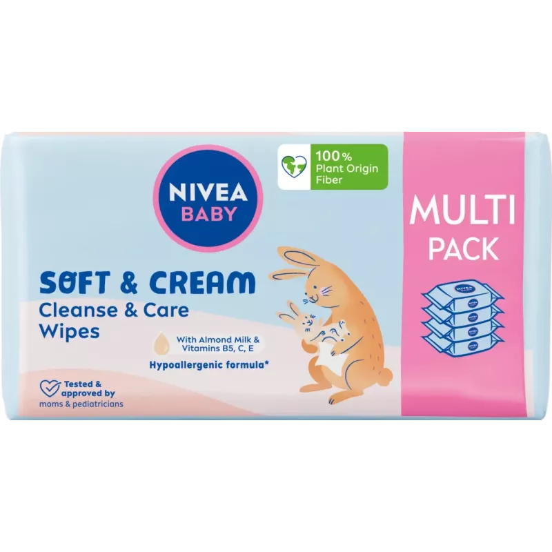 NIVEA Baby Soft & Cream vlhčené obrúsky 4x57