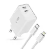 TECH-PROTECT C35W 2-portová sieťová nabíjačka PD 35W + Lightning kábel biela