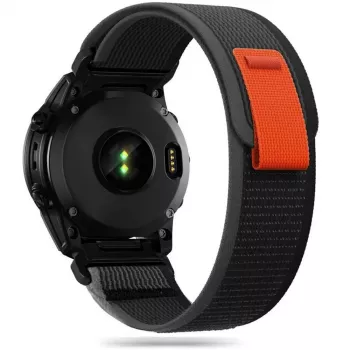TECH-PROTECT nylonový remienok na hodinky pre Garmin Fenix 5 / 6 / 6 Pro / 7 – čierna/oranžová