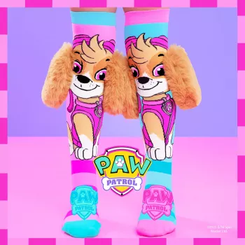 MADMIA Paw Patrol Skye detské podkolienky s 3D plyšovými ušami - ružová/modrá/biela