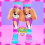MADMIA Paw Patrol Skye detské podkolienky s 3D plyšovými ušami - ružová/modrá/biela