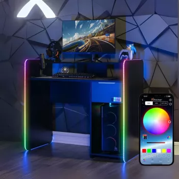 X Rocker 2023269 herný stôl s LED, čierny