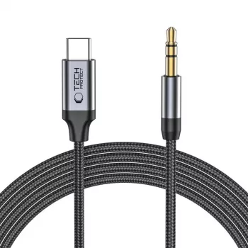 TECH-PROTECT ULTRABOOST USB-C na 3,5 mm mini jack audio kábel 100 cm čierny