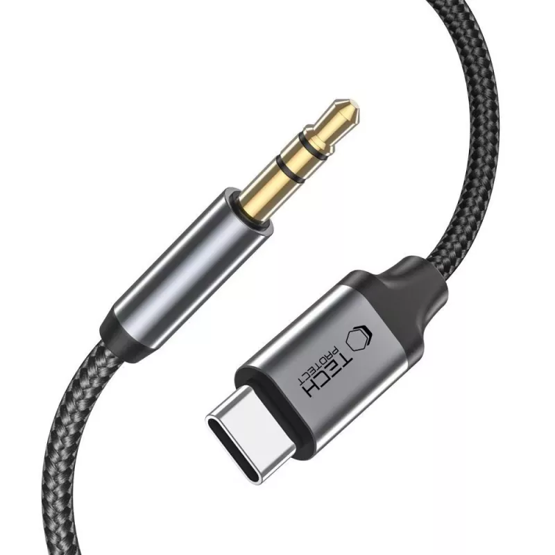 TECH-PROTECT ULTRABOOST USB-C na 3,5 mm mini jack audio kábel 100 cm čierny