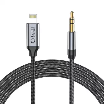 TECH-PROTECT UltraBoost Lightning na AUX mini jack 3.5mm kábel 100cm čierny