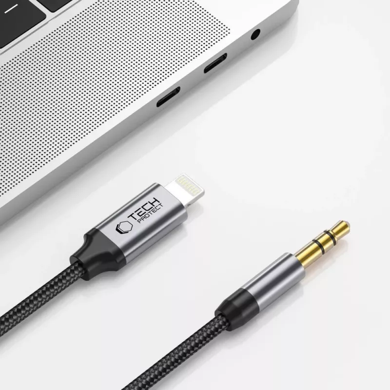 TECH-PROTECT UltraBoost Lightning na AUX mini jack 3.5mm kábel 100cm čierny