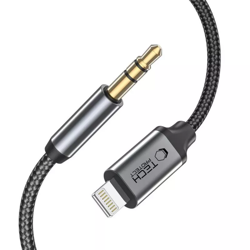 TECH-PROTECT UltraBoost Lightning na AUX mini jack 3.5mm kábel 100cm čierny