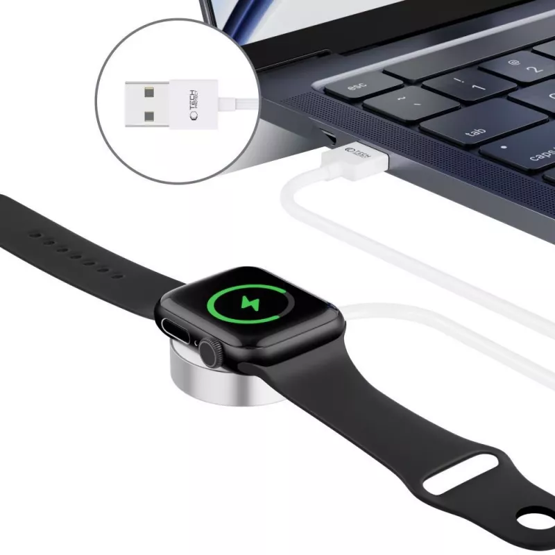 TECH-PROTECT ULTRABOOST magnetický nabíjací kábel 120cm Apple Watch biely