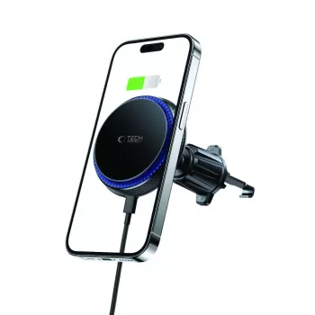 TECH-PROTECT MM15W-V4 magnetický MagSafe držiak do vetracej mriežky do auta bezdrôtová nabíjačka 15W čierna