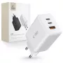 TECH-PROTECT C65W 3-portový sieťový nabíjací adaptér PD 65W / QC3.0 biely