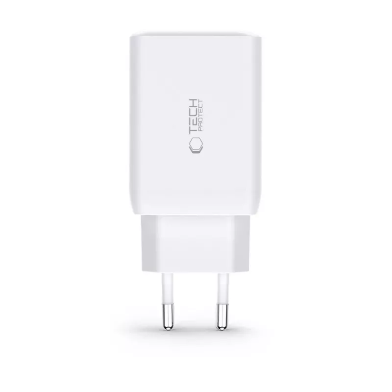TECH-PROTECT C65W 3-portový sieťový nabíjací adaptér PD 65W / QC3.0 biely
