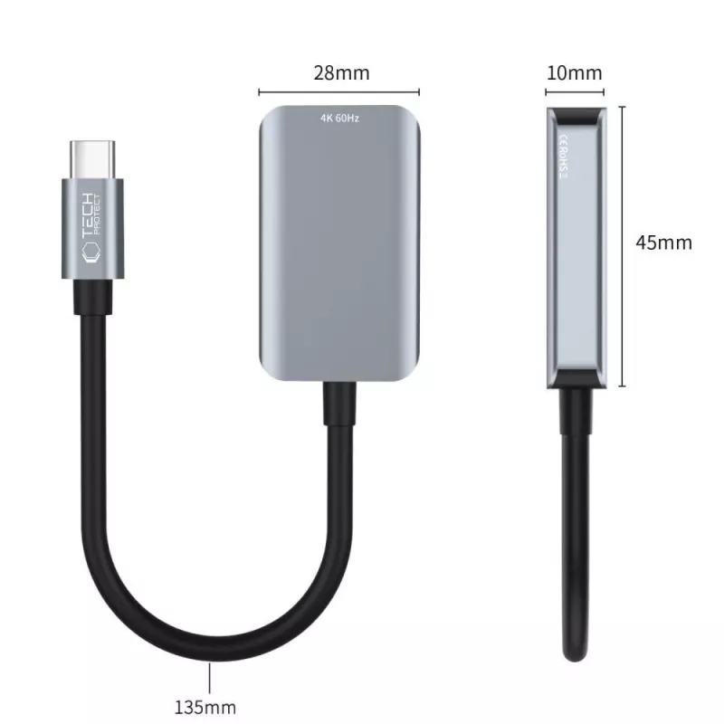 TECH-PROTECT ULTRABOOST adaptér USB-C na HDMI 4K 60Hz čierny