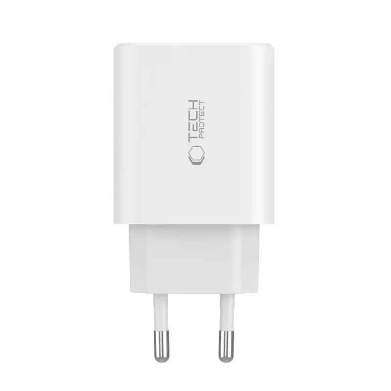 Tech-Protect NC30W 3-portový USB-C & USB-A nástenný nabíjací adaptér 30W biely