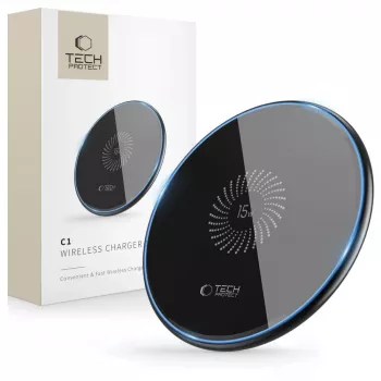 TECH-PROTECT QI15W-C1 bezdrôtová nabíjačka 15W čierna