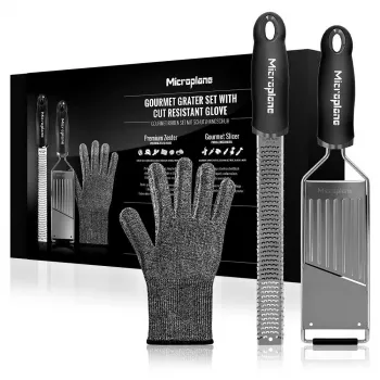 Microplane Gourmet sada strúhadiel + ochranná rukavica