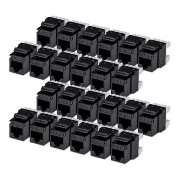 StarTech.com Cat6 Keystone Jack 24 ks balenie RJ45 Ethernet Keystone konektor samec UTP Cat6 nástenný port 180 stupňov 110 Punch Down čierna
