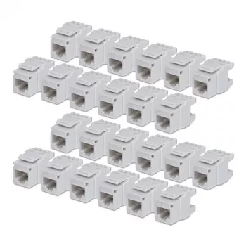 StarTech.com Cat6 Keystone Jack 24 ks balenie, RJ45 Ethernet Keystone spojka, UTP Cat6 nástenná zásuvka, 180 stupňov 110 Punch Down, biela