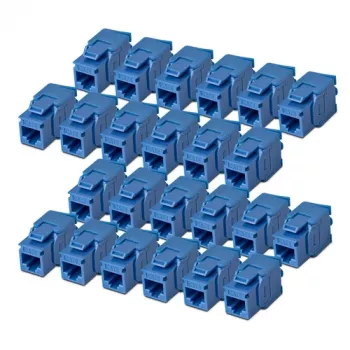 StarTech.com Cat6 Keystone Jack 24 ks balenie, RJ45 Ethernet Keystone spojka, UTP Cat6 nástenný modul, 180 stupňov, bez nástrojov, modrá