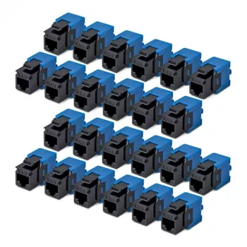 StarTech.com Cat6 Keystone Jack 24 ks balenie - RJ45 Ethernet Keystone spojka, UTP, 180 stupňov, bez nástrojov, čierna/modrá, 10GBase-T