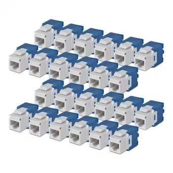 StarTech.com Cat6 Keystone Jack 24 ks balenie 180-stupňová bez nástrojov RJ45 Ethernet Keystone spojka, UTP, biela