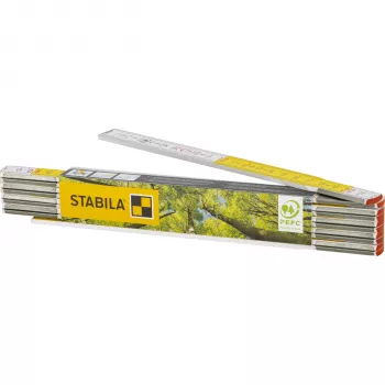 STABILA 600 2 m drevený skladací meter metrický biela/žltá