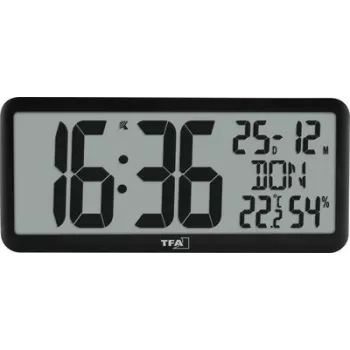 TFA 60.4525.01 čierny digitálny rádiový budík s vnútornou klímou