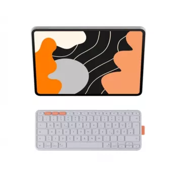 Logitech Flip Folio Puzdro s klávesnicou pre Apple 13-palcový iPad Air (M2, M3) - svetlosivá - QWERTZ nemecké rozloženie