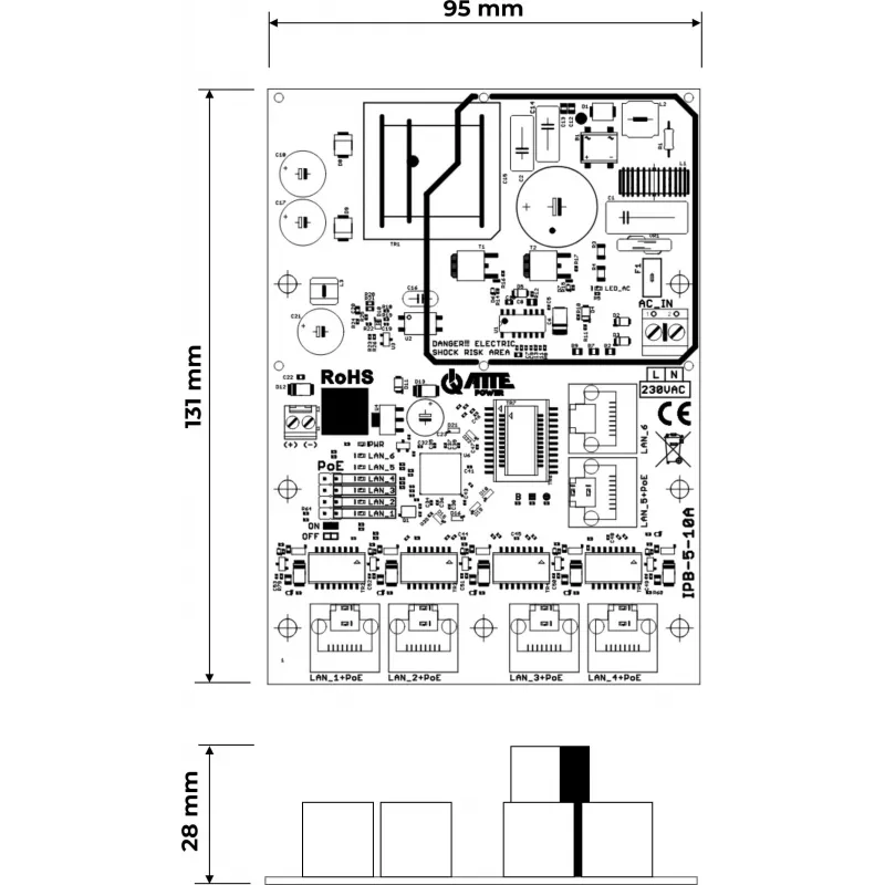 ATTE IPB-5-10A-OF 6-Port PoE Switch s integrovaným napájaním